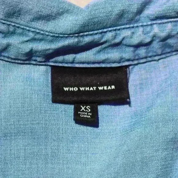 WHO WHAT WEAR Long Chambray Denim Lyocell Tank Top Sleeveless Button Up XS - Picture 3 of 9